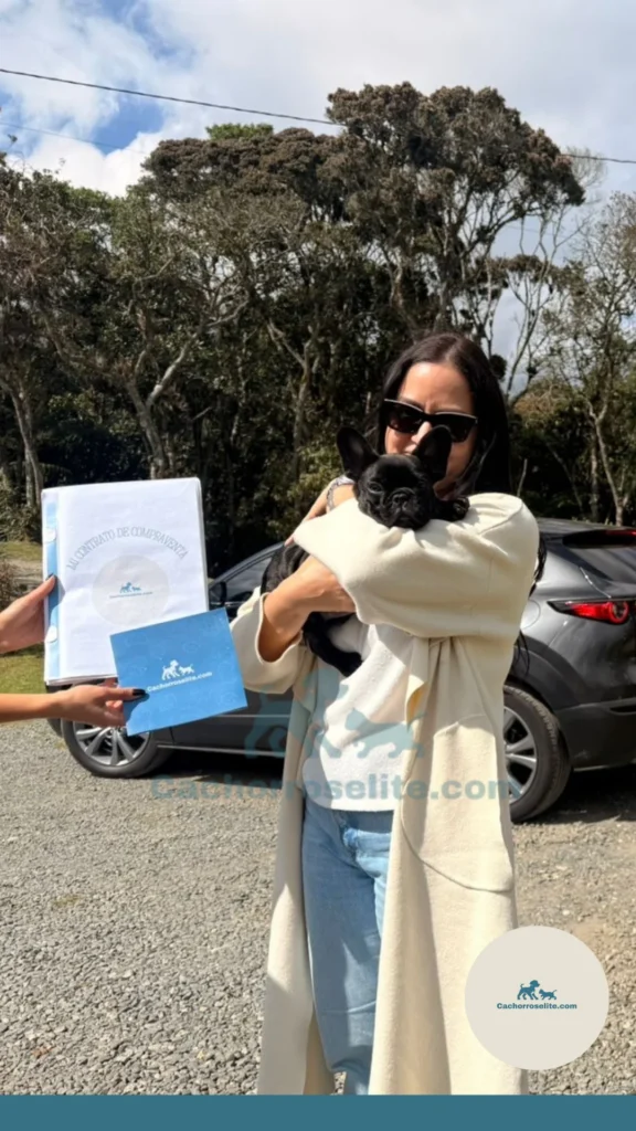 persona feliz con cachorro bulldog frances Clientes felices cachorroselite